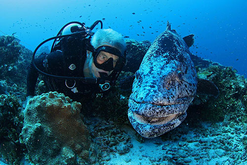 Scuba Diver Paul Rose with a Fish