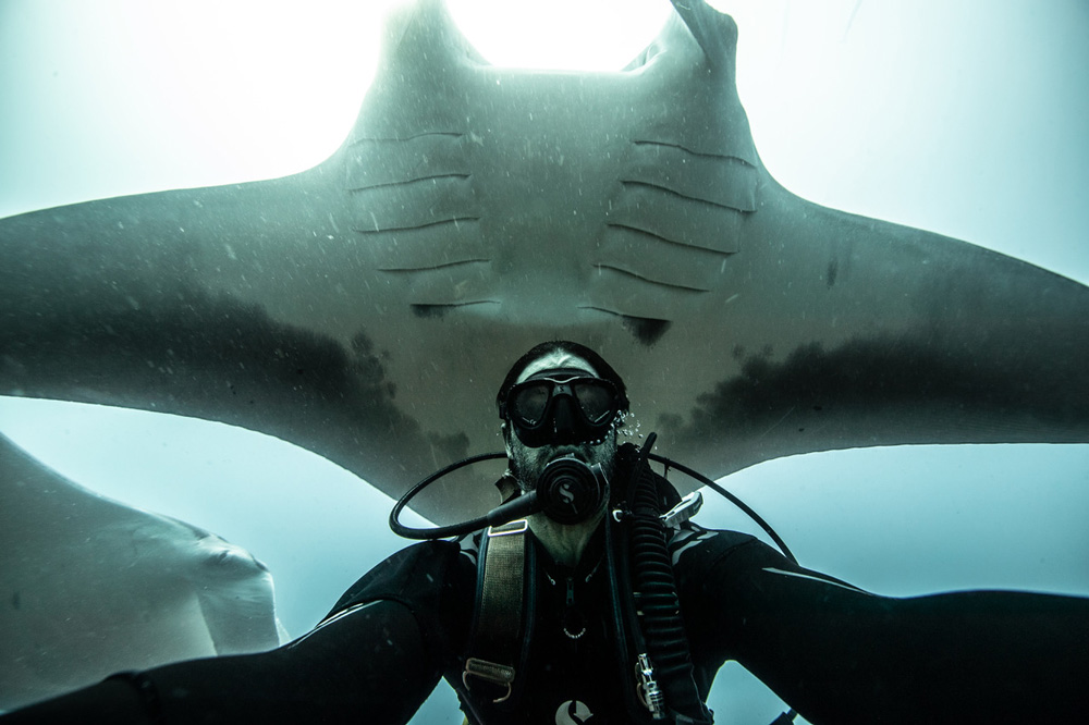 Rodrigo Friscione with a giant manta ray