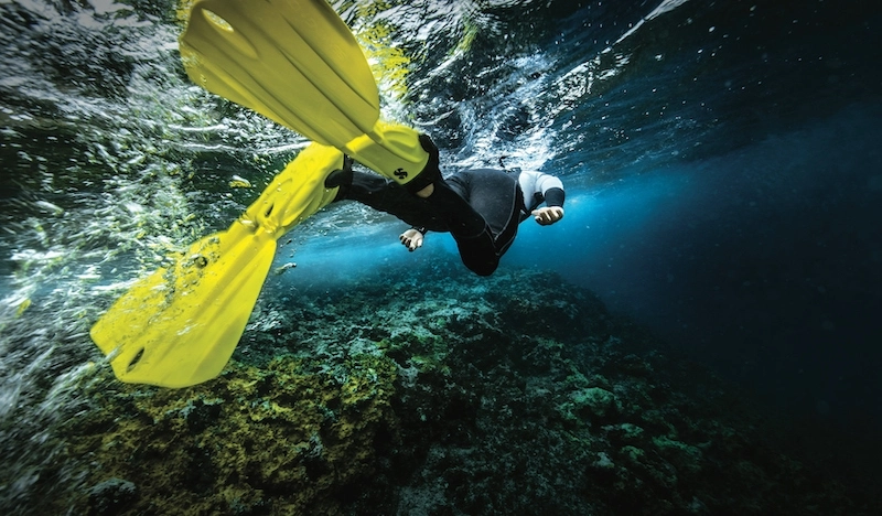 Diver with scuba fins Diver with scuba fins