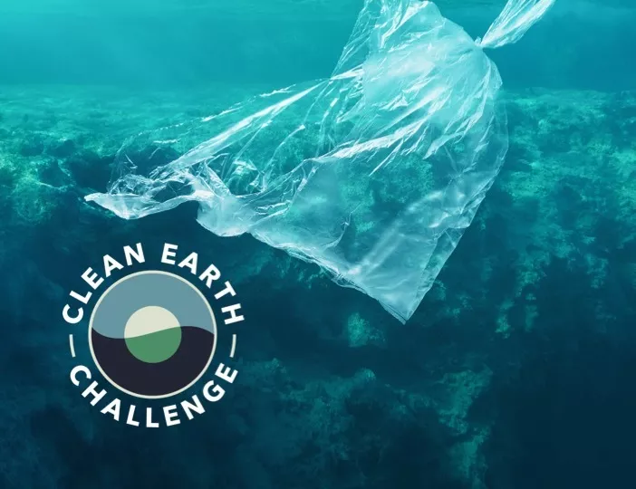 Plastic bag floating in the ocean