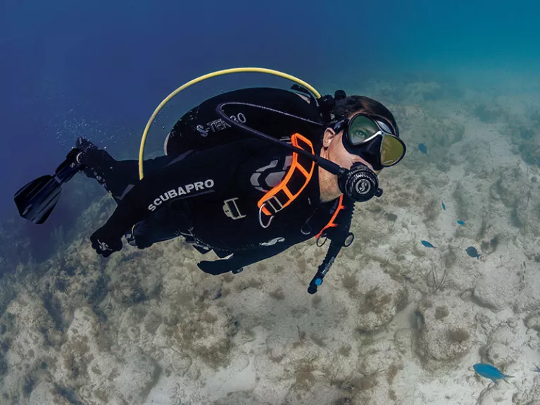 scuba diver wearing S Tek BCD